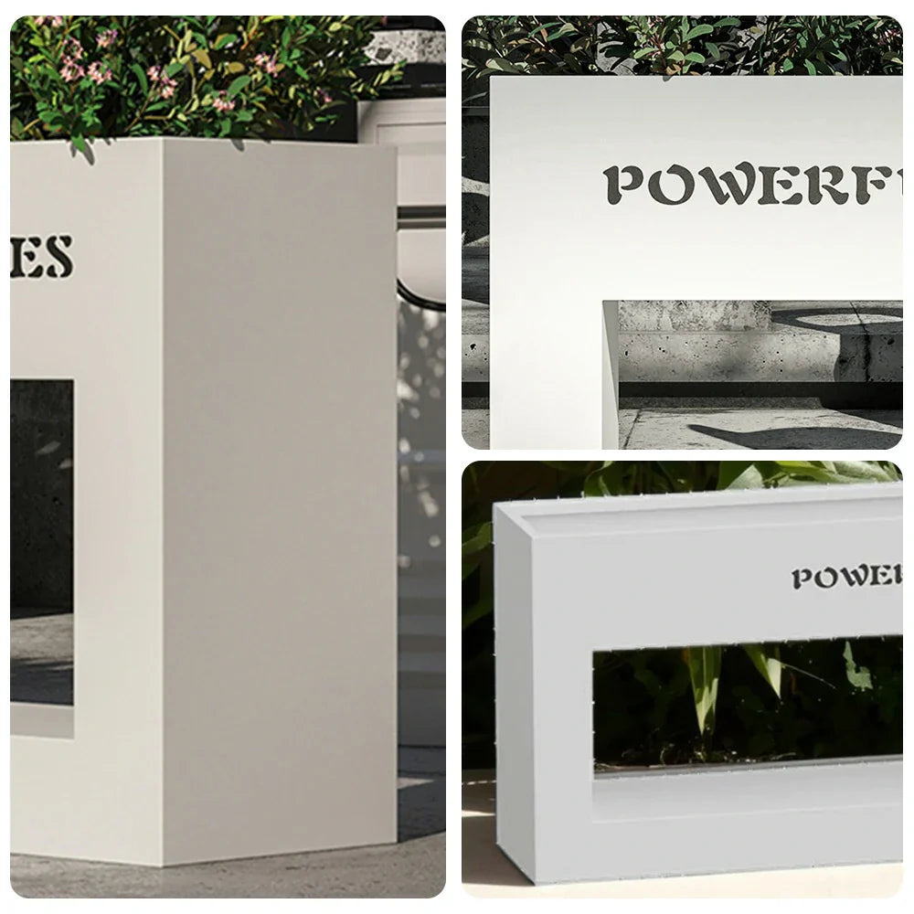 SOLARA Outdoor Galvanized Durable 60/100/150cm Design Body, Steel Box and Rust-Resistant - Planter White