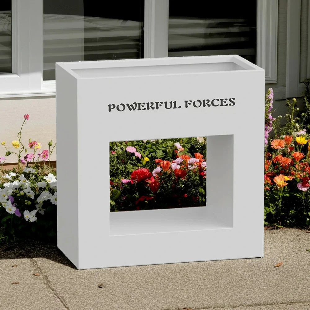SOLARA Outdoor Galvanized Durable 60/100/150cm Design Body, Steel Box and Rust-Resistant - Planter White