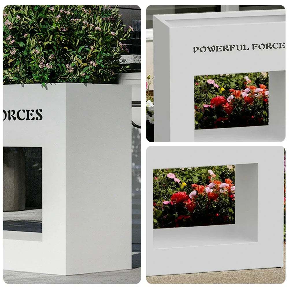 SOLARA Outdoor Galvanized Durable 60/100/150cm Design Body, Steel Box and Rust-Resistant - Planter White