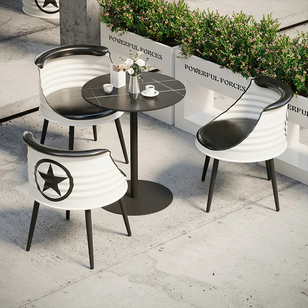 SOLARA Outdoor White Seat, - Chair Finish Rust-Resistant and Frame Baked with Oil-Drum Sponge Durable High-Resilience Black