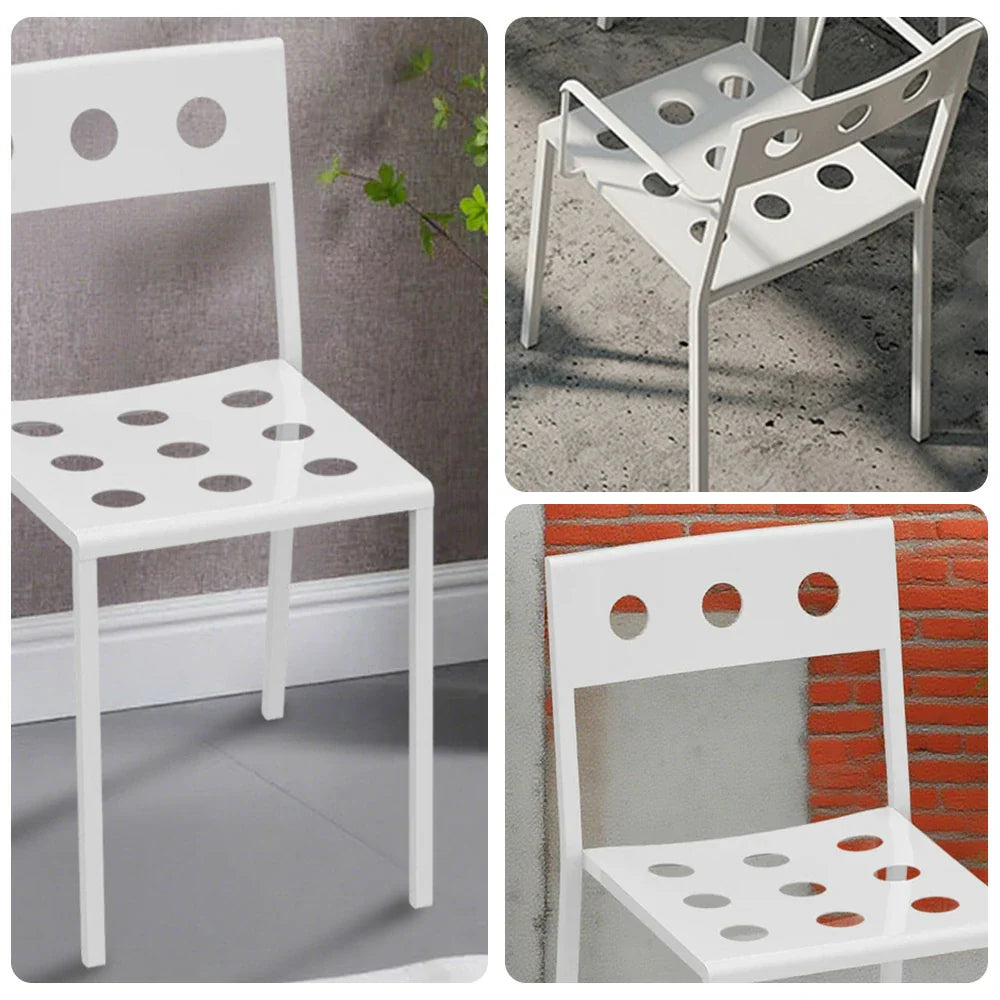 SOLARA Outdoor Design - Thickened for Chair Iron Secure Finish, Durable Baked Stable Frame Rust-Resistant Support, White
