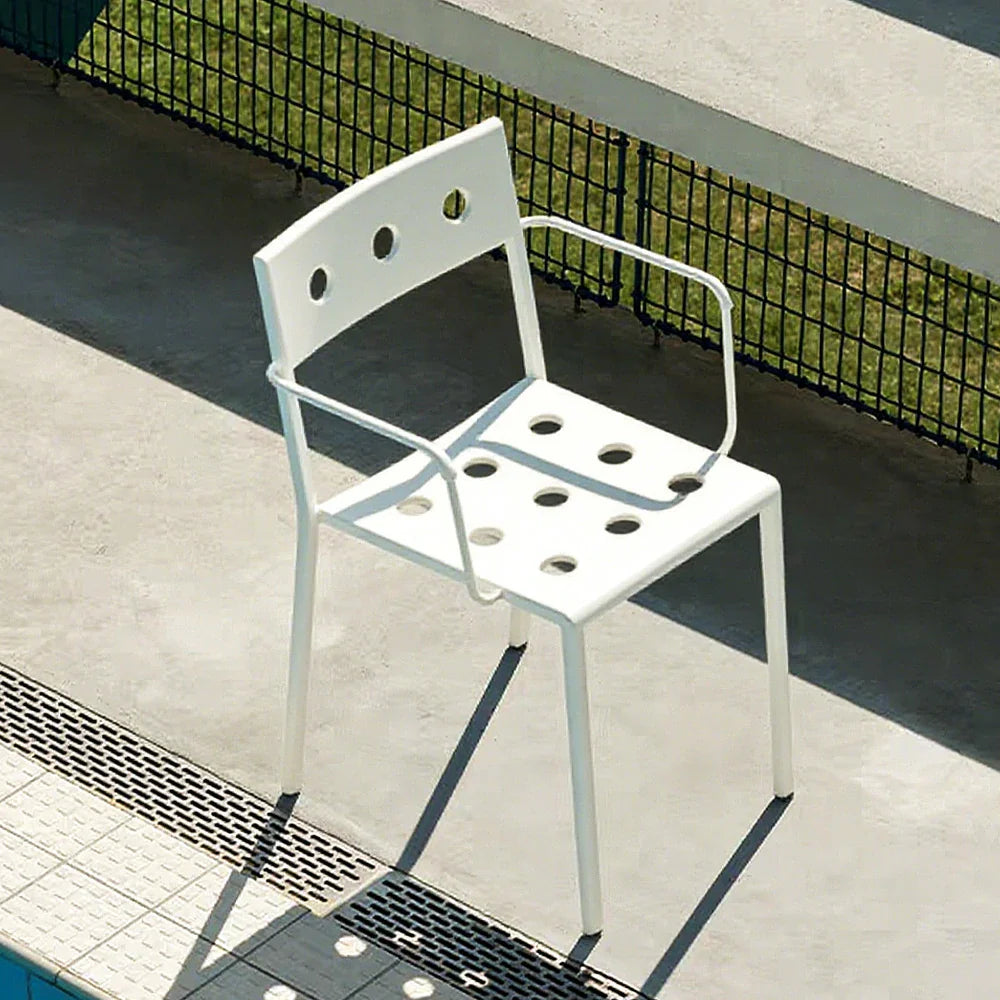 SOLARA Outdoor Finish, Iron Rust-Resistant Design Durable Frame Baked Stable Secure Support, - Thickened for Chair White
