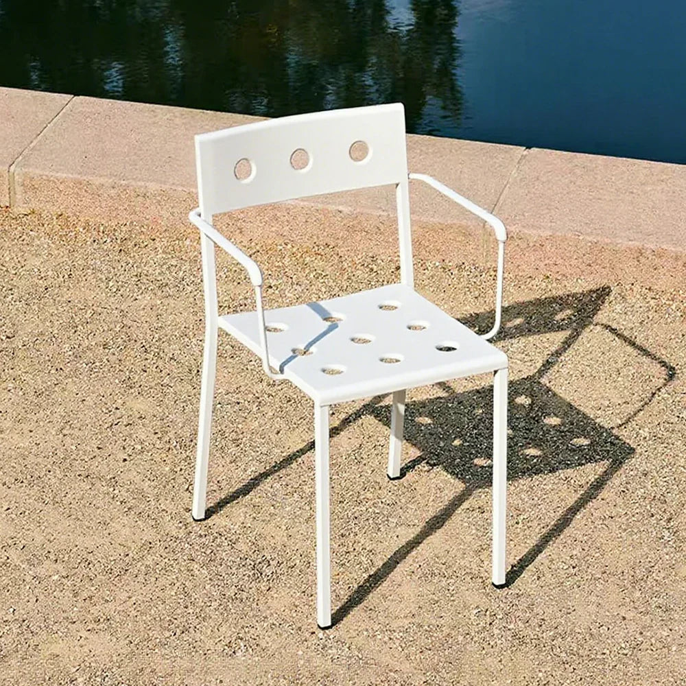 SOLARA Outdoor Finish, Iron Rust-Resistant Design Durable Frame Baked Stable Secure Support, - Thickened for Chair White