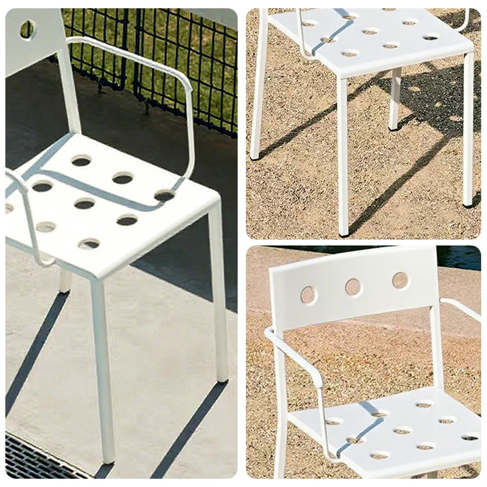 SOLARA Outdoor Finish, Iron Rust-Resistant Design Durable Frame Baked Stable Secure Support, - Thickened for Chair White