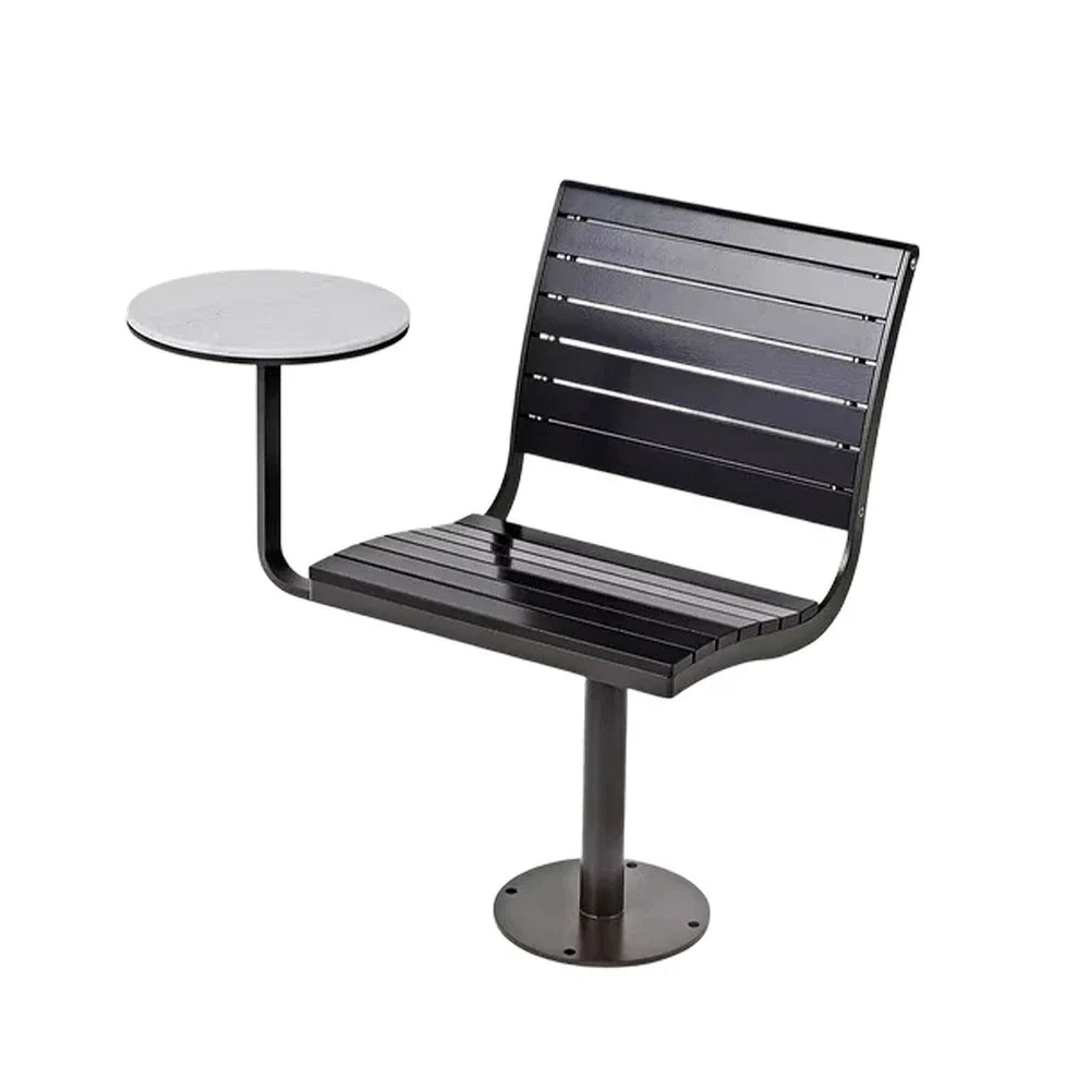 SOLARA Outdoor Alloy Chair with - Teak Tray Aluminum Black