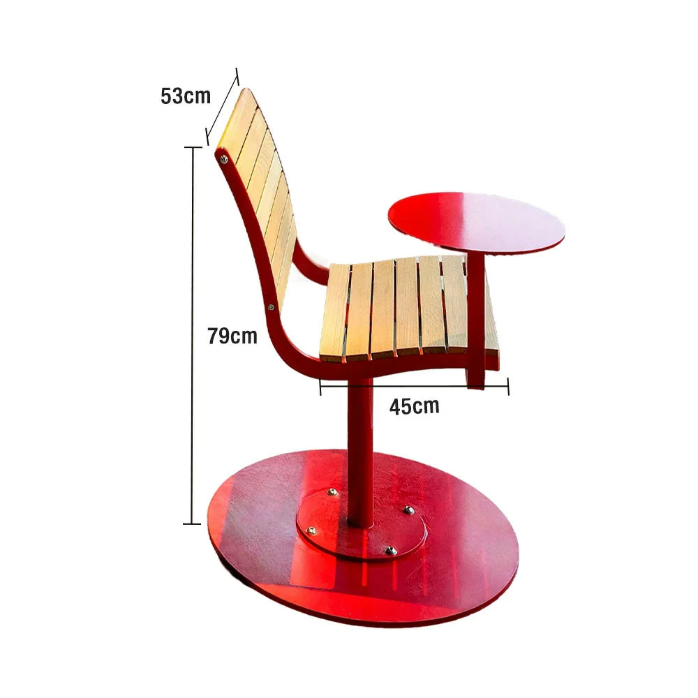 SOLARA Outdoor with Tray Aluminum Alloy Teak Chair - Red