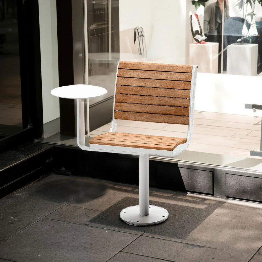 SOLARA Outdoor Chair Tray - Teak Alloy Aluminum with White