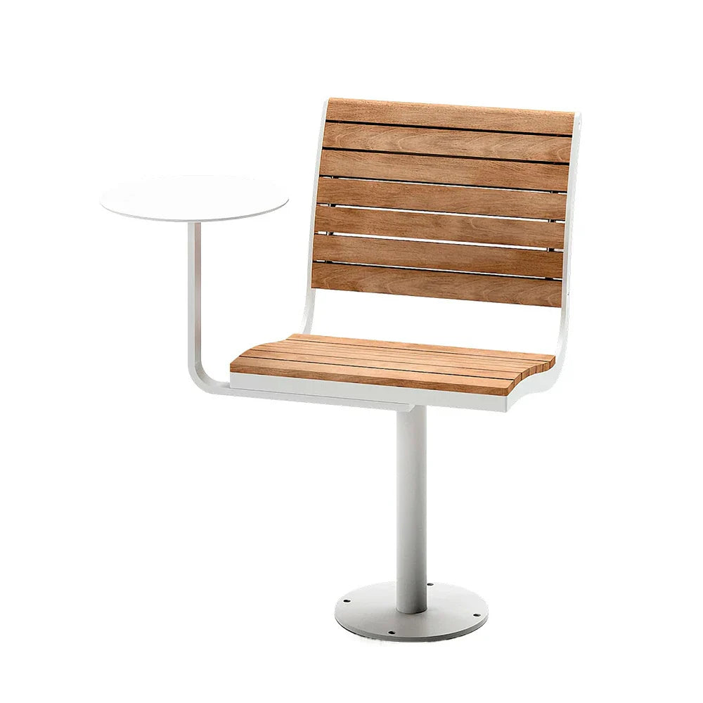 SOLARA Outdoor Chair Tray - Teak Alloy Aluminum with White