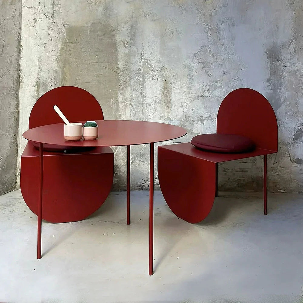 SOLARA Outdoor - Durable Alloy and Chairs Aluminum Rust-Resistant Table Red