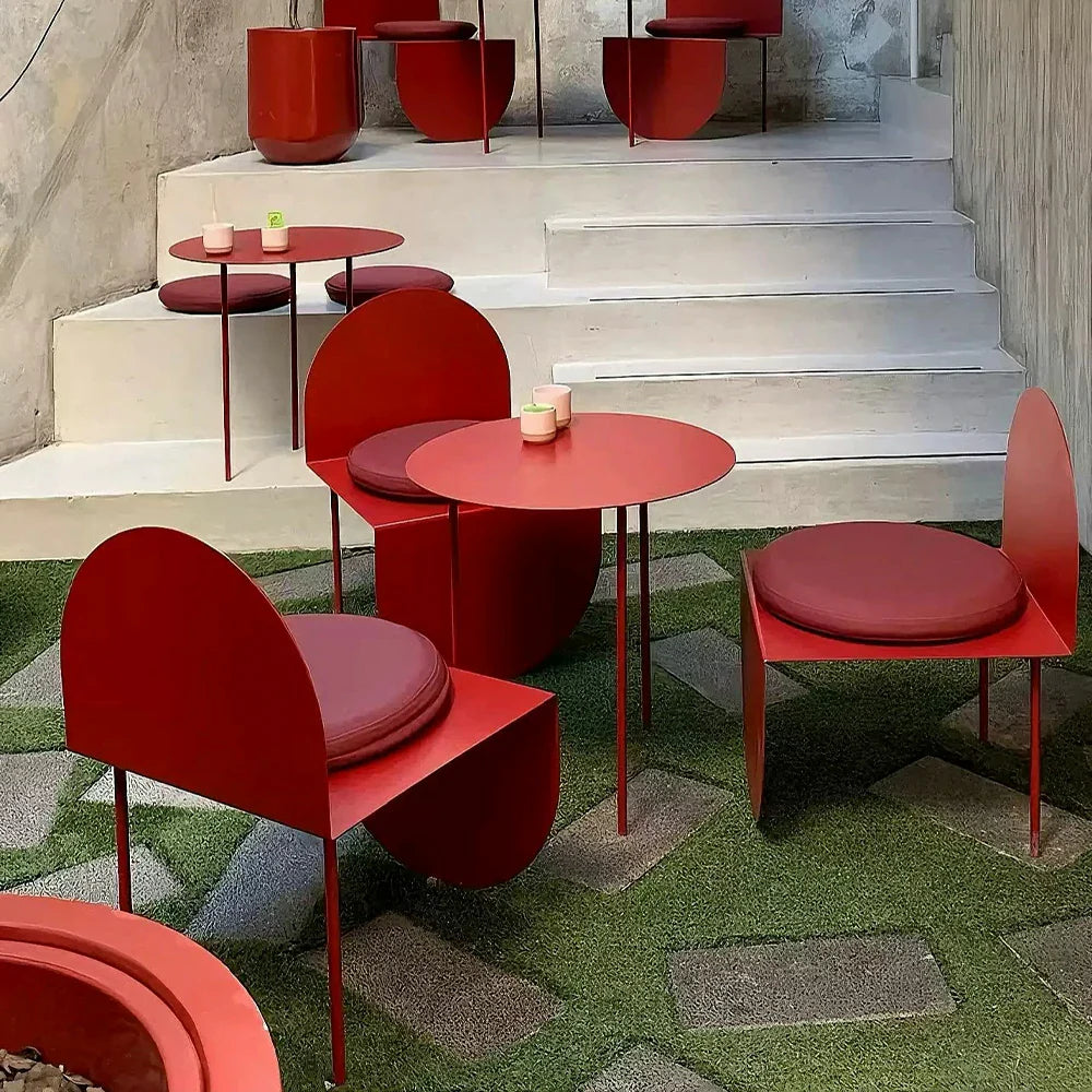 SOLARA Outdoor - Durable Alloy and Chairs Aluminum Rust-Resistant Table Red