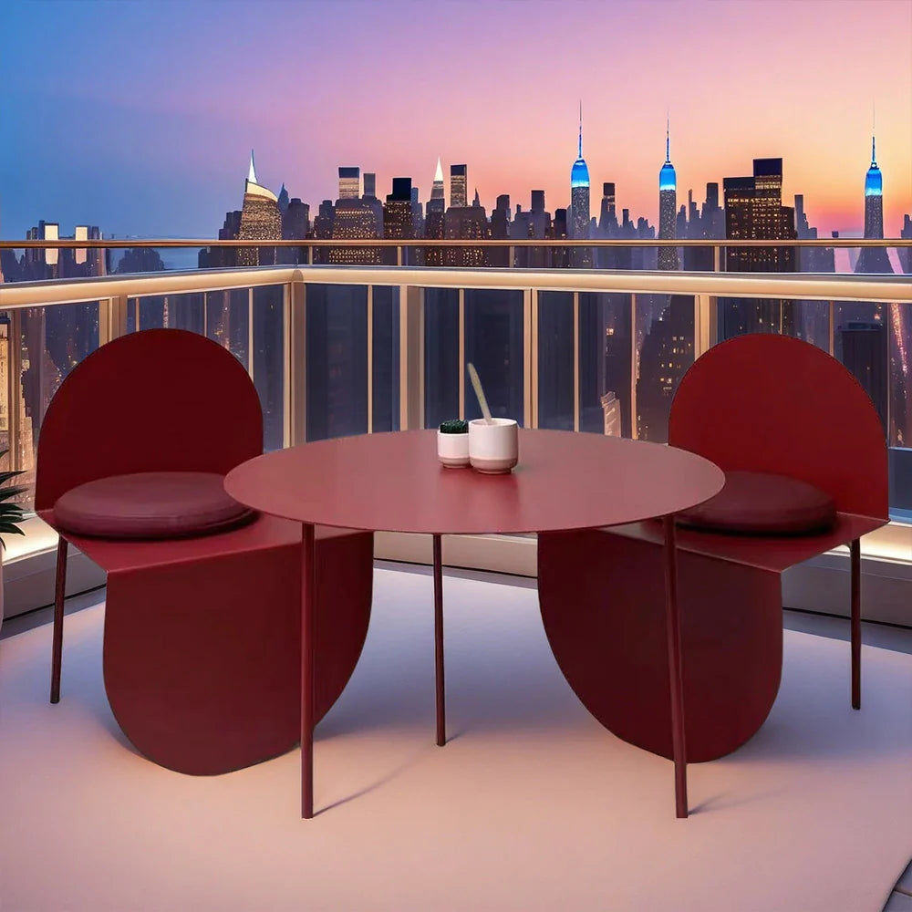 SOLARA Outdoor - Durable Alloy and Chairs Aluminum Rust-Resistant Table Red