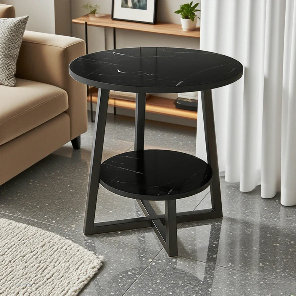 SOLARA Side Modern to Structure, Durable Black with Table, Steel Luxury Black Reinforced Marble Easy Top, Design, Frame Clean