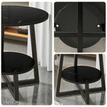 SOLARA Side Modern to Structure, Durable Black with Table, Steel Luxury Black Reinforced Marble Easy Top, Design, Frame Clean