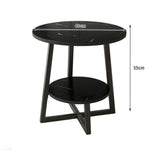 SOLARA Side Modern to Structure, Durable Black with Table, Steel Luxury Black Reinforced Marble Easy Top, Design, Frame Clean