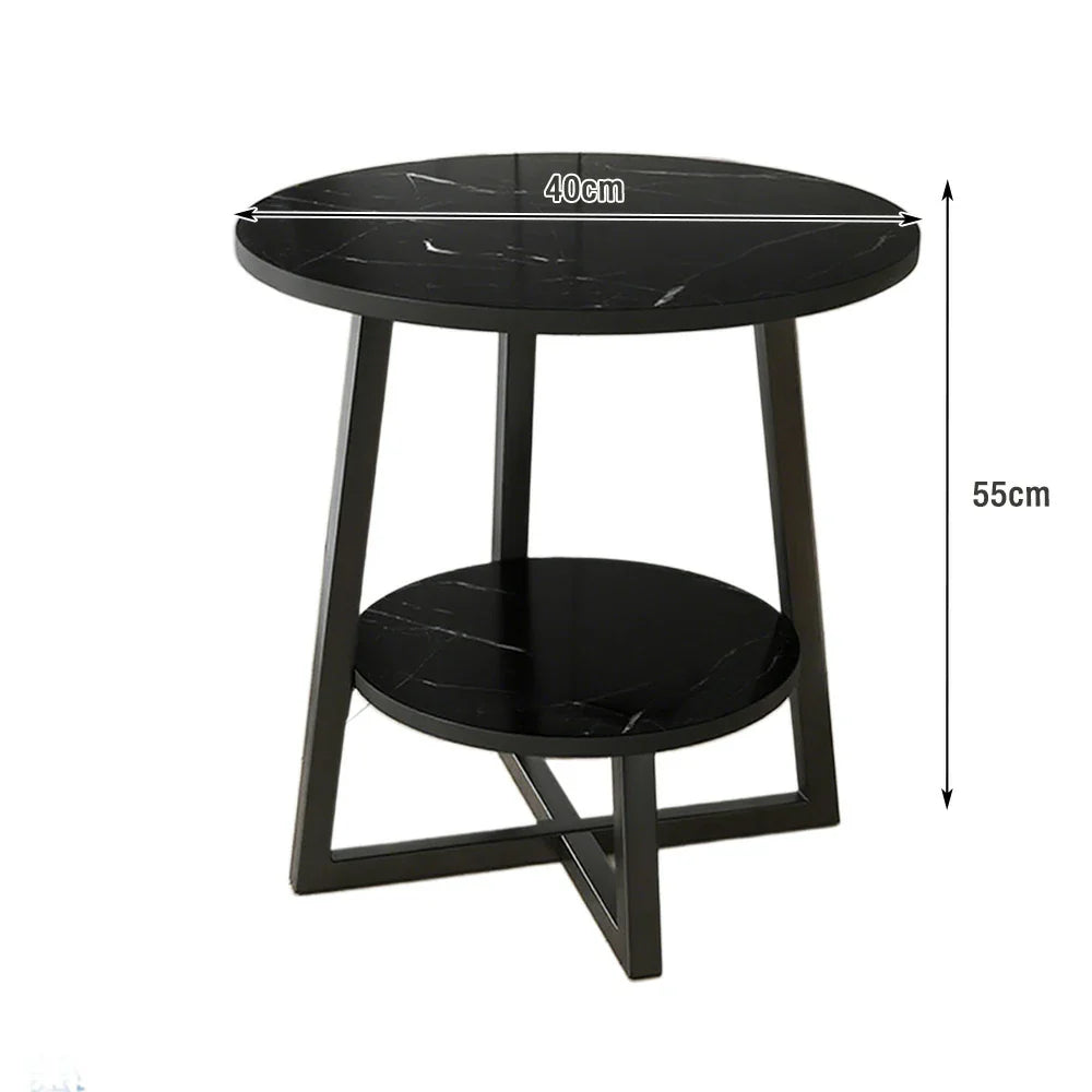 SOLARA Side Modern to Structure, Durable Black with Table, Steel Luxury Black Reinforced Marble Easy Top, Design, Frame Clean