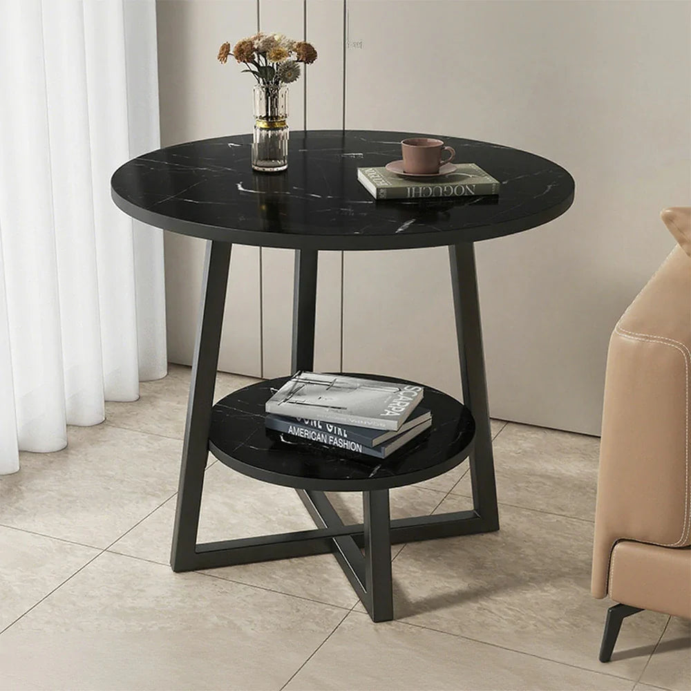 SOLARA Side Modern to Structure, Durable Black with Table, Steel Luxury Black Reinforced Marble Easy Top, Design, Frame Clean