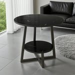 SOLARA Side Modern to Structure, Durable Black with Table, Steel Luxury Black Reinforced Marble Easy Top, Design, Frame Clean