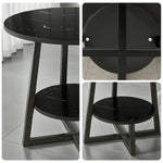 SOLARA Side Modern to Structure, Durable Black with Table, Steel Luxury Black Reinforced Marble Easy Top, Design, Frame Clean