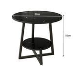 SOLARA Side Modern to Structure, Durable Black with Table, Steel Luxury Black Reinforced Marble Easy Top, Design, Frame Clean
