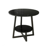 SOLARA Side Modern to Structure, Durable Black with Table, Steel Luxury Black Reinforced Marble Easy Top, Design, Frame Clean