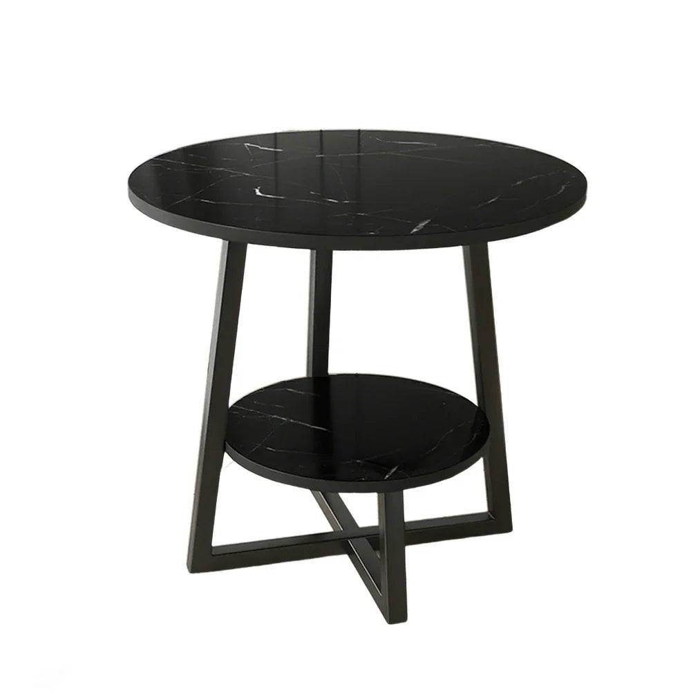 SOLARA Side Modern to Structure, Durable Black with Table, Steel Luxury Black Reinforced Marble Easy Top, Design, Frame Clean