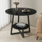 SOLARA Side Modern to Structure, Durable Black with Table, Steel Luxury Black Reinforced Marble Easy Top, Design, Frame Clean
