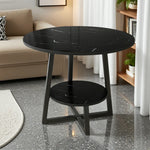 SOLARA Side Modern to Structure, Durable Black with Table, Steel Luxury Black Reinforced Marble Easy Top, Design, Frame Clean