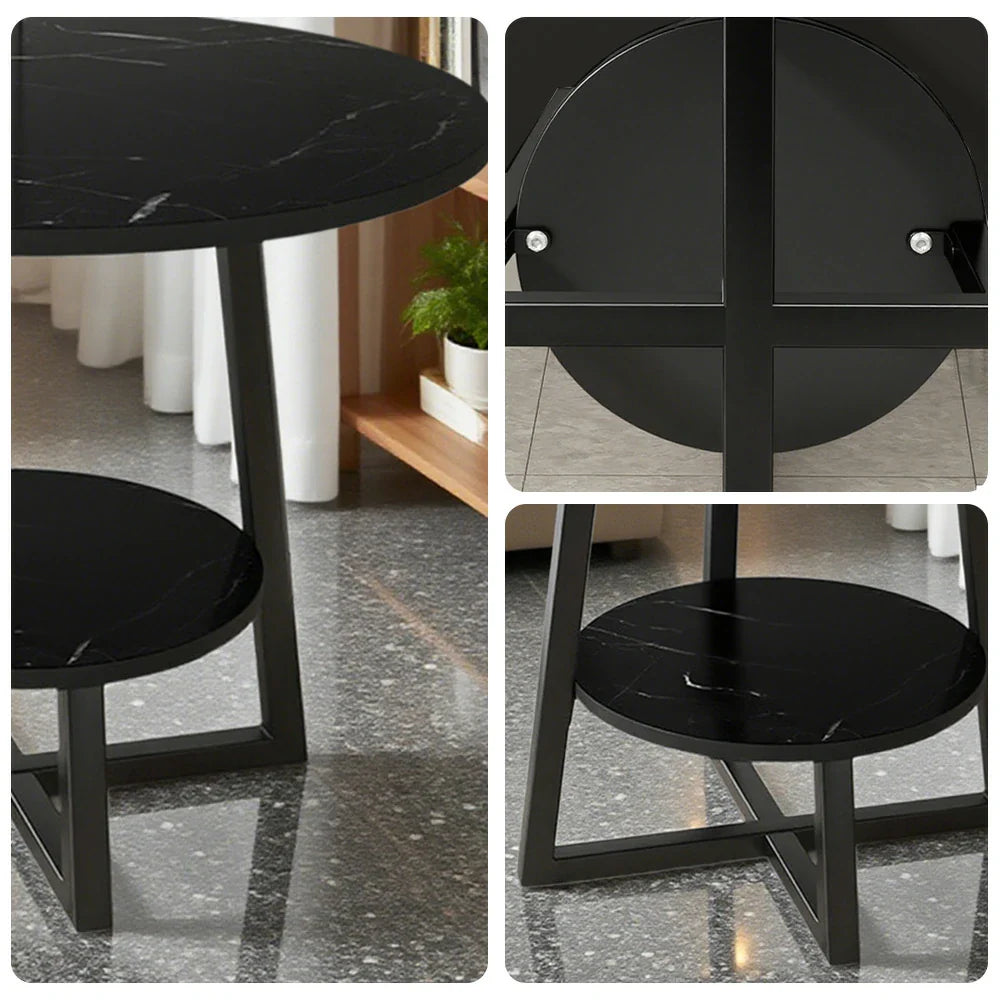 SOLARA Side Modern to Structure, Durable Black with Table, Steel Luxury Black Reinforced Marble Easy Top, Design, Frame Clean