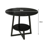 SOLARA Side Modern to Structure, Durable Black with Table, Steel Luxury Black Reinforced Marble Easy Top, Design, Frame Clean