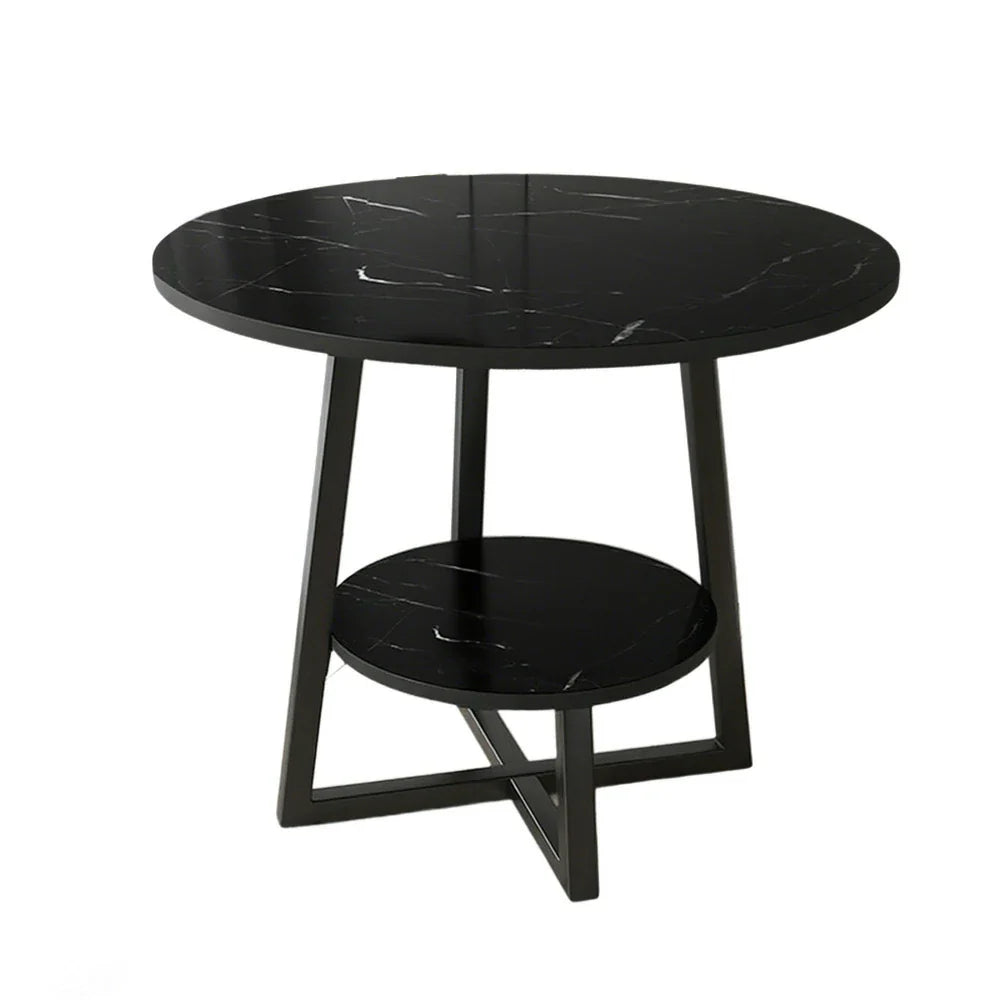SOLARA Side Modern to Structure, Durable Black with Table, Steel Luxury Black Reinforced Marble Easy Top, Design, Frame Clean
