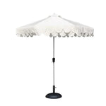 SOLARA Outdoor Patio Umbrella - 210/250cm Double-Layer Canopy with Valance, Brushed Aluminium Frame, Sun & Rain Protection, Water-Filled Base Included - White