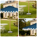 SOLARA Outdoor Patio Umbrella - 210/250cm Single-Layer Canopy with Valance, Brushed Aluminium Frame, Sun & Rain Protection, Water Base Included - Blue