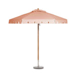 SOLARA Outdoor Patio Umbrella - 210/250cm Single-Layer Canopy with Valance, Brushed Aluminium Frame, Sun & Rain Protection, Water Base Included - Pink