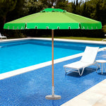 SOLARA Outdoor Patio Umbrella - 210/250cm Single-Layer Canopy with Valance, Brushed Aluminium Frame, Sun & Rain Protection, Water Base Included - Green