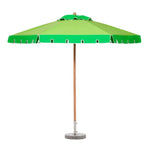 SOLARA Outdoor Patio Umbrella - 210/250cm Single-Layer Canopy with Valance, Brushed Aluminium Frame, Sun & Rain Protection, Water Base Included - Green