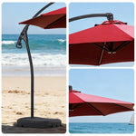 SOLARA Outdoor Patio Umbrella - 3.0m Round Cantilever Canopy, Reinforced Ribs, Adjustable Offset Arm, Sun & Rain Protection, Water Base Included - Red