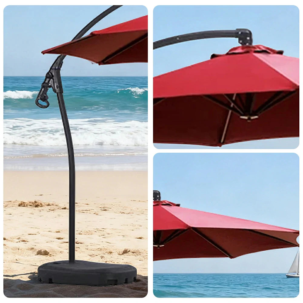 SOLARA Outdoor Patio Umbrella - 3.0m Round Cantilever Canopy, Reinforced Ribs, Adjustable Offset Arm, Sun & Rain Protection, Water Base Included - Red