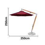 SOLARA Outdoor Patio Umbrella - 250/300cm Round Cantilever (Standard), Reinforced 8-Rib Design, Adjustable Arm, Sun & Rain Protection - Red