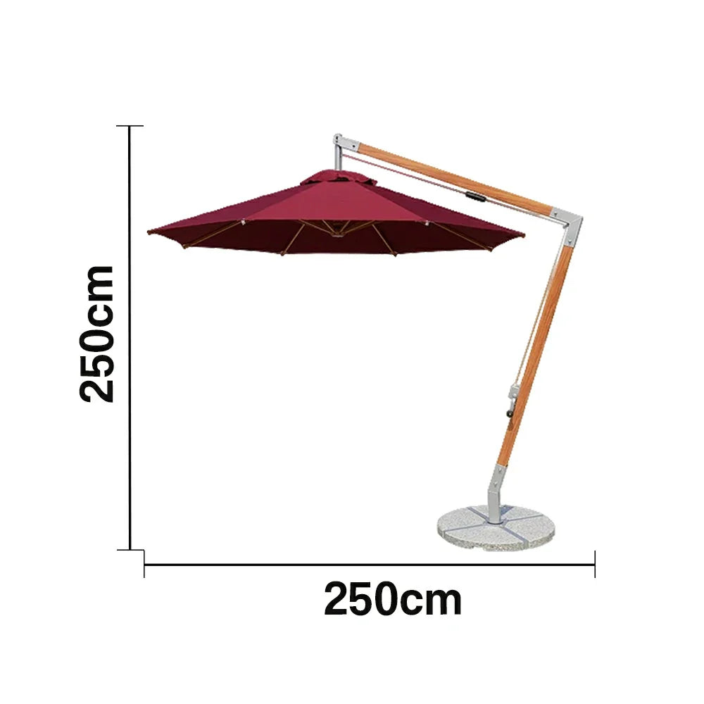 SOLARA Outdoor Patio Umbrella - 250/300cm Round Cantilever (Standard), Reinforced 8-Rib Design, Adjustable Arm, Sun & Rain Protection - Red
