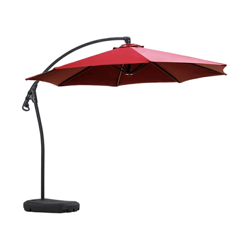 SOLARA Outdoor Patio Umbrella - 3.0m Round Cantilever Canopy, Reinforced Ribs, Adjustable Offset Arm, Sun & Rain Protection, Water Base Included - Red
