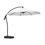 SOLARA Outdoor Patio Umbrella - 3.0m Round Cantilever Canopy, Reinforced Ribs, Adjustable Offset Arm, Sun & Rain Protection, Water Base Included - White