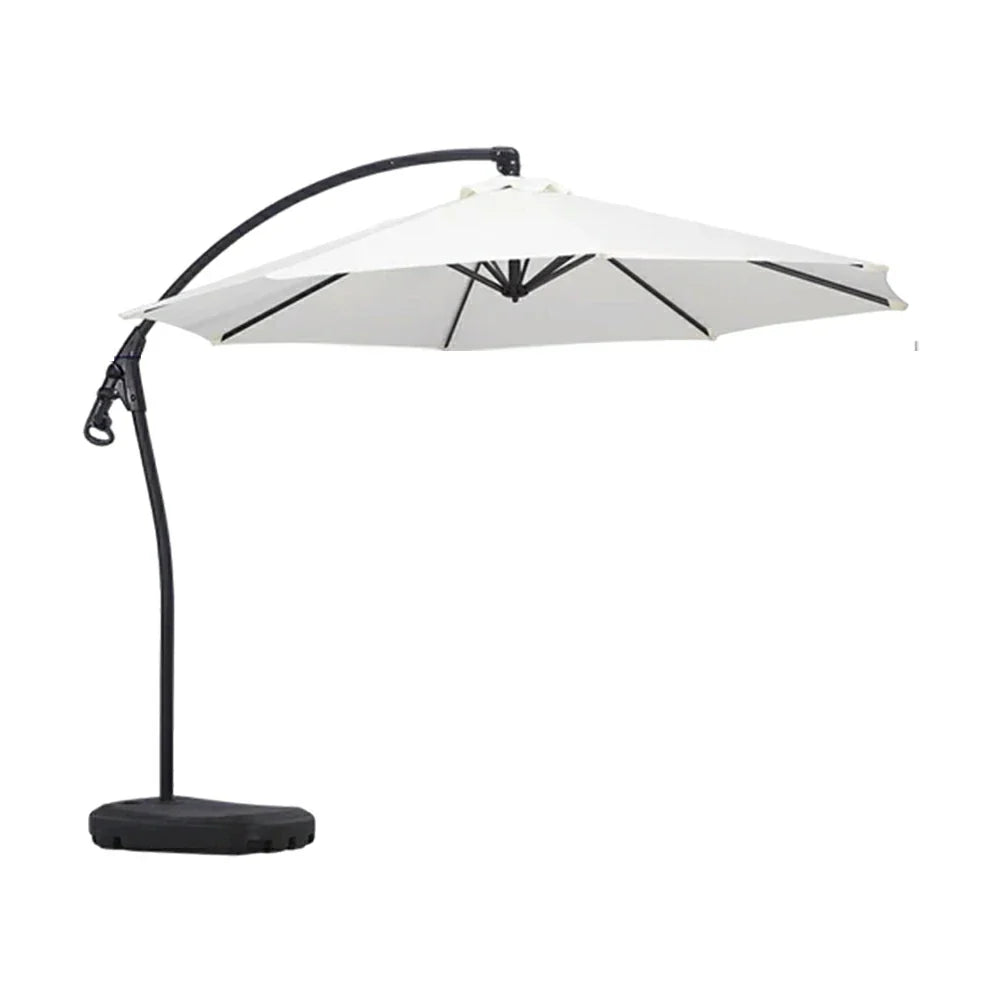SOLARA Outdoor Patio Umbrella - 3.0m Round Cantilever Canopy, Reinforced Ribs, Adjustable Offset Arm, Sun & Rain Protection, Water Base Included - White
