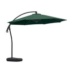 SOLARA Outdoor Patio Umbrella - 3.0m Round Cantilever Canopy, Reinforced Ribs, Adjustable Offset Arm, Sun & Rain Protection, Water Base Included - Green