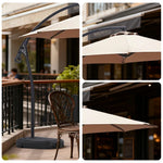 SOLARA Outdoor Patio Umbrella - 3.0m Round Cantilever Canopy, Reinforced Ribs, Adjustable Offset Arm, Sun & Rain Protection, Water Base Included - Khaki