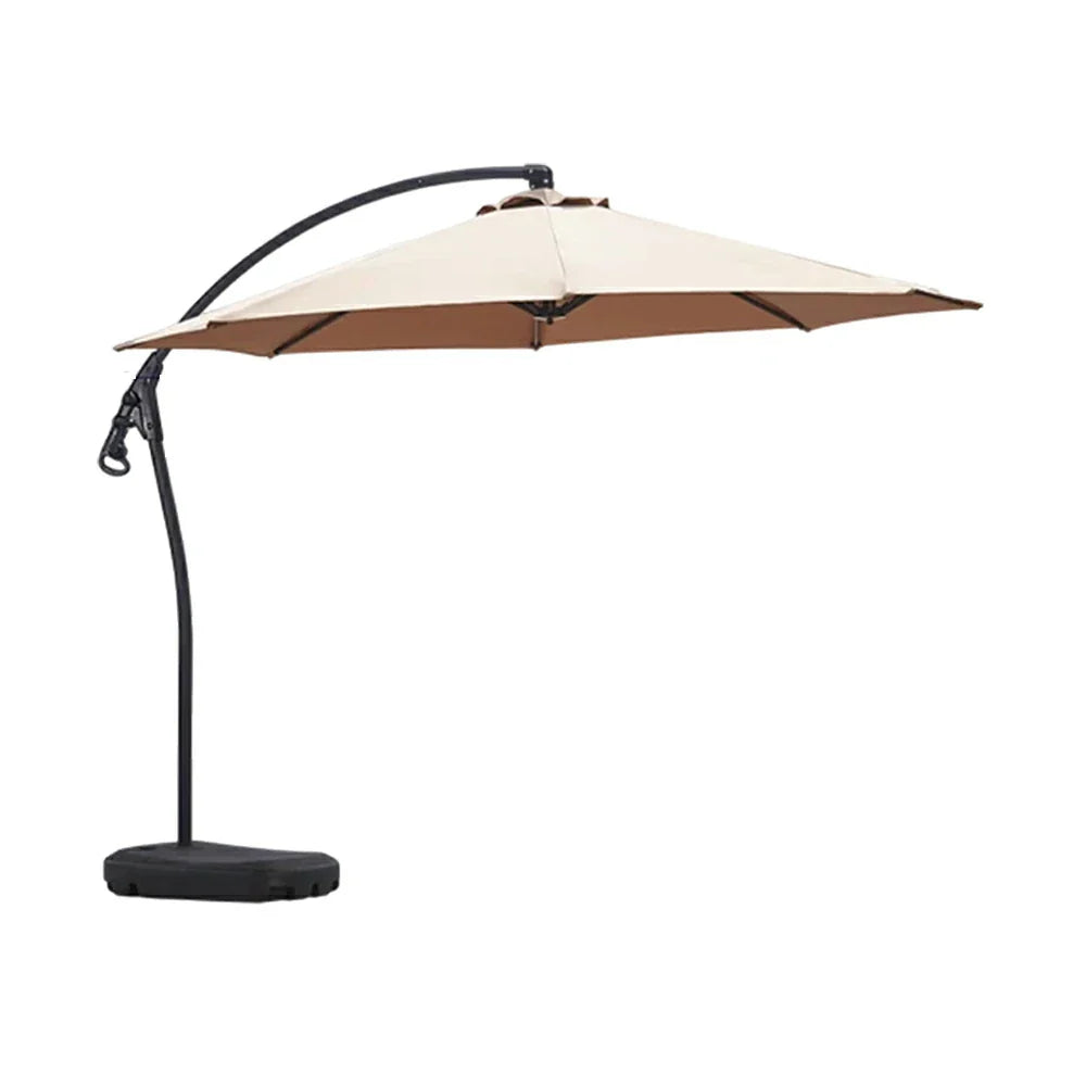 SOLARA Outdoor Patio Umbrella - 3.0m Round Cantilever Canopy, Reinforced Ribs, Adjustable Offset Arm, Sun & Rain Protection, Water Base Included - Khaki