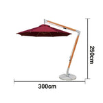 SOLARA Outdoor Patio Umbrella - 250/300cm Round Cantilever (Standard), Reinforced 8-Rib Design, Adjustable Arm, Sun & Rain Protection - Red