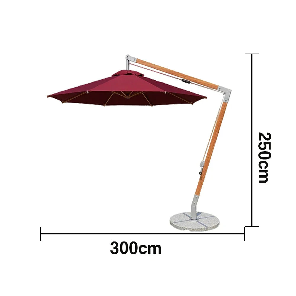 SOLARA Outdoor Patio Umbrella - 250/300cm Round Cantilever (Standard), Reinforced 8-Rib Design, Adjustable Arm, Sun & Rain Protection - Red