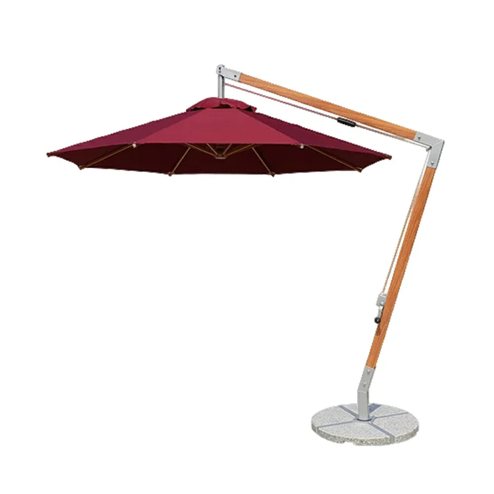 SOLARA Outdoor Patio Umbrella - 250/300cm Round Cantilever (Standard), Reinforced 8-Rib Design, Adjustable Arm, Sun & Rain Protection - Red
