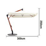 SOLARA Outdoor Patio Umbrella - 250/300cm Square Cantilever (Standard), Reinforced 8-Rib Design, Adjustable Arm, Sun & Rain Protection - Beige