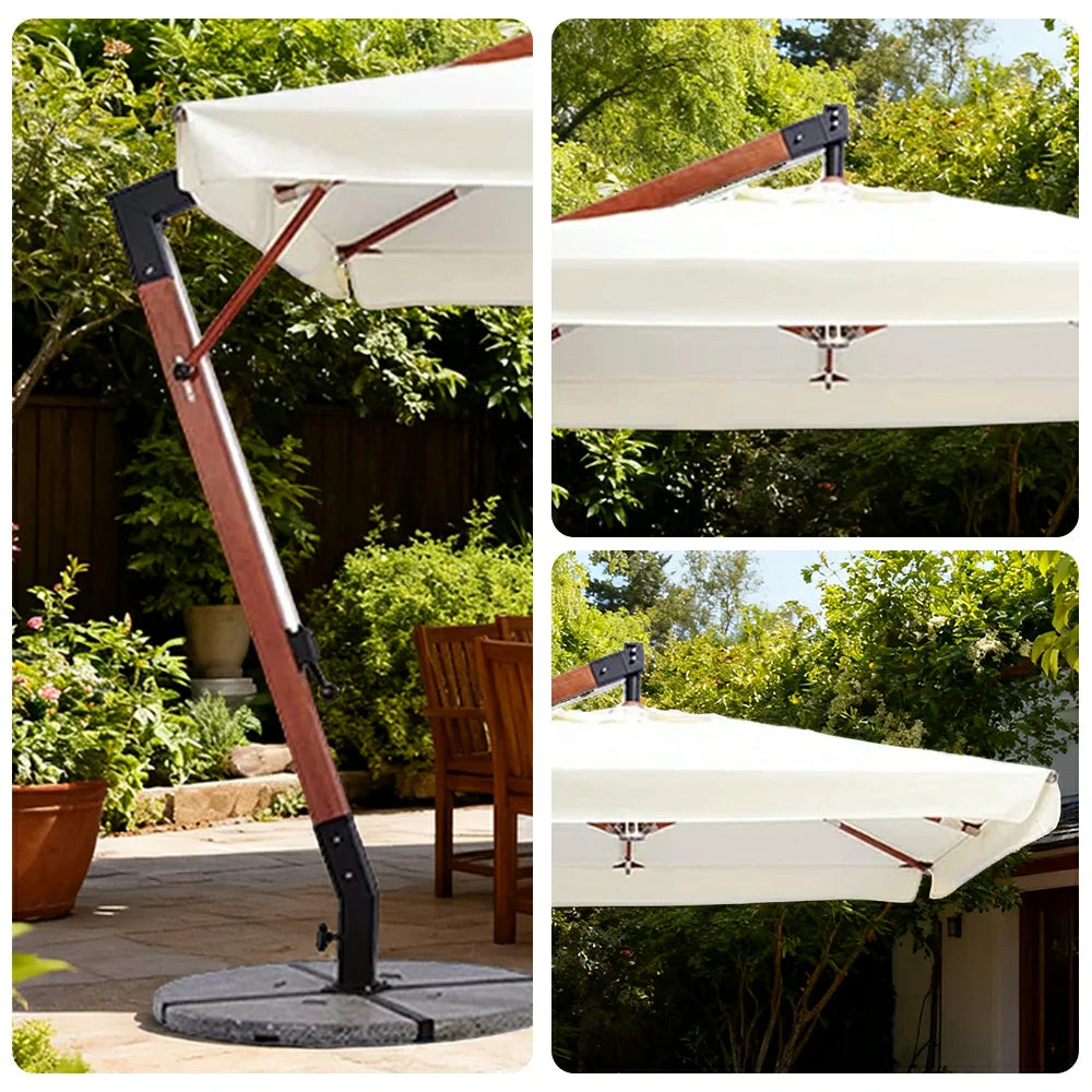 SOLARA Outdoor Patio Umbrella - 250/300cm Square Cantilever (Standard), Reinforced 8-Rib Design, Adjustable Arm, Sun & Rain Protection - Beige